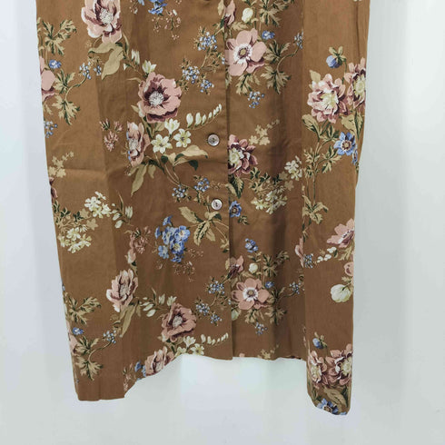 バーバリーズ BURBERRYS 80-90s 白タグ フラワープリント オープンカラー S/S シャツ ワンピース レディース EUR:40