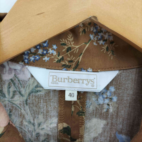 バーバリーズ BURBERRYS 80-90s 白タグ フラワープリント オープンカラー S/S シャツ ワンピース レディース EUR:40