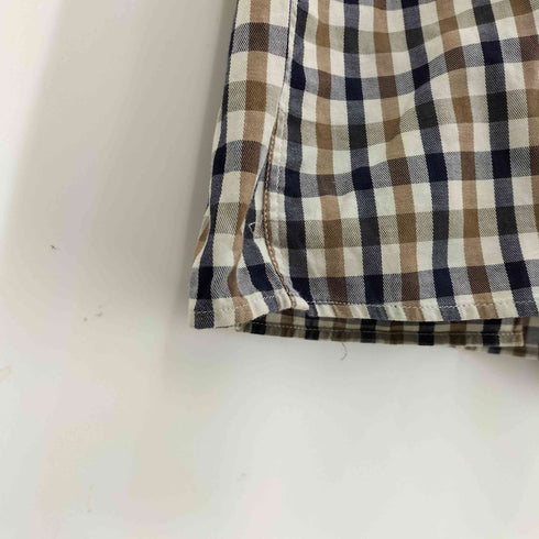 アクアスキュータム AQUASCUTUM チェック柄 半袖 ボタンダウンシャツ メンズ import:S