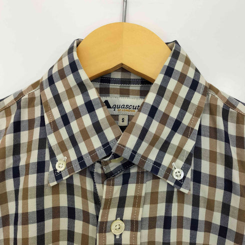 アクアスキュータム AQUASCUTUM チェック柄 半袖 ボタンダウンシャツ メンズ import:S