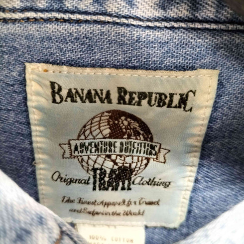 バナナリパブリック BANANA REPUBLIC 80-90s トラベルタグ ワンポケットL/Sデニムシャツ メンズ import:M