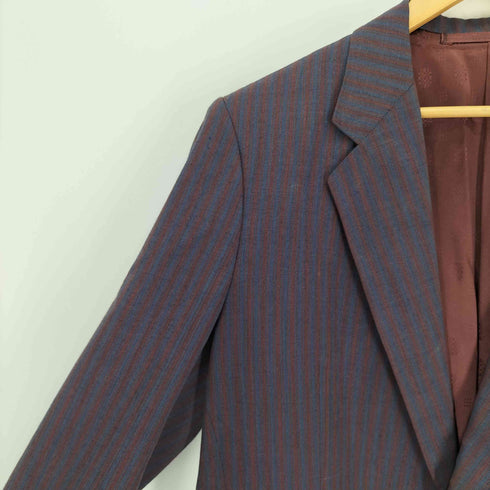 Holland & Sherry 裏地 総柄 肩パッド シングル 2B ストライプ テーラード ジャケット メンズ