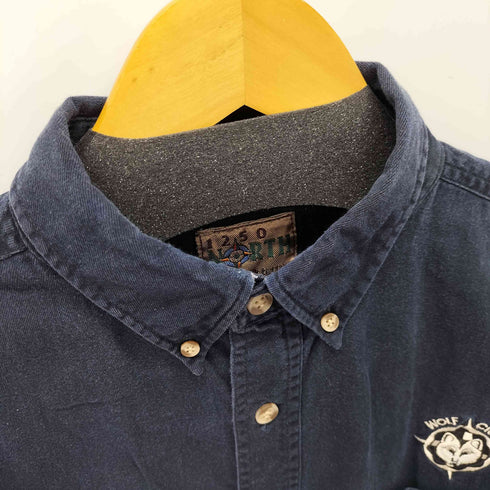 1250 NORTH 刺繍デザイン ワンポケットボタンダウンL/Sシャツ メンズ import:XL