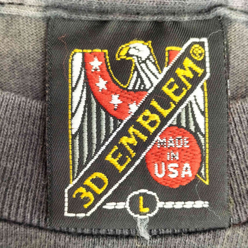 3D EMBLEM 90s USA製 バイク Tシャツ 袖&裾シングル メンズ import:L