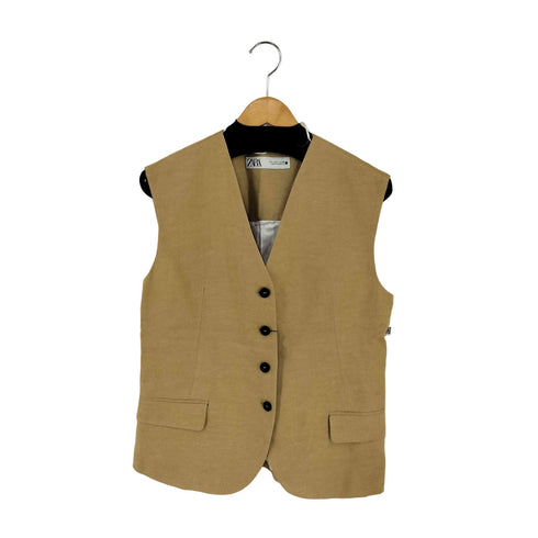 ザラ ZARA テーラードリネンブレンドベストM レディース import:L