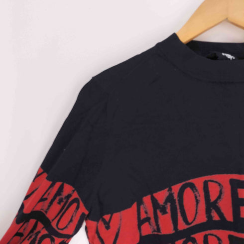 デシグアル Desigual Knit jumper Amore ペイント ロゴ ライン モックネック ニット カットソー レディース import:L
