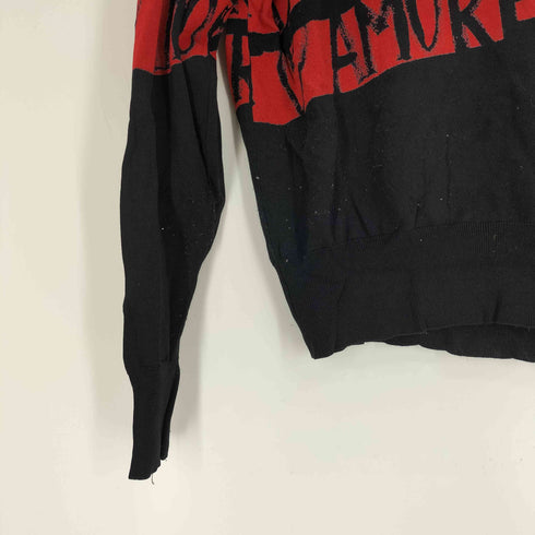 デシグアル Desigual Knit jumper Amore ペイント ロゴ ライン モックネック ニット カットソー レディース import:L