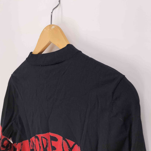 デシグアル Desigual Knit jumper Amore ペイント ロゴ ライン モックネック ニット カットソー レディース import:L