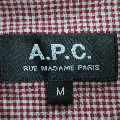 アーペーセー A.P.C. ギンガムチェック ギャザー ラウンドカラー シャツ ブラウス レディース import:M