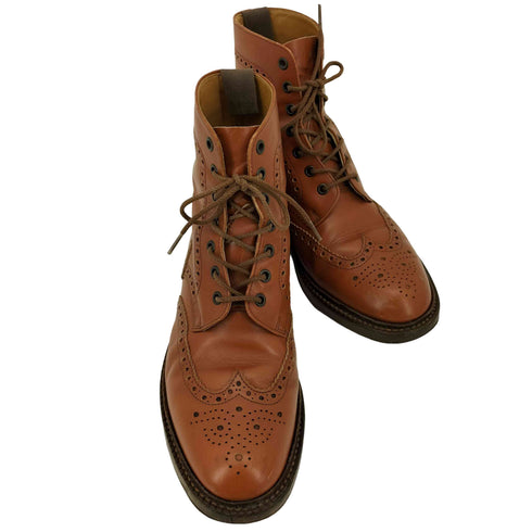 アルフレッドサージェント Alfred Sargent イングランド製 TAN BROGUE DERBY BOOTカントリーブーツ メンズ 7 1/2