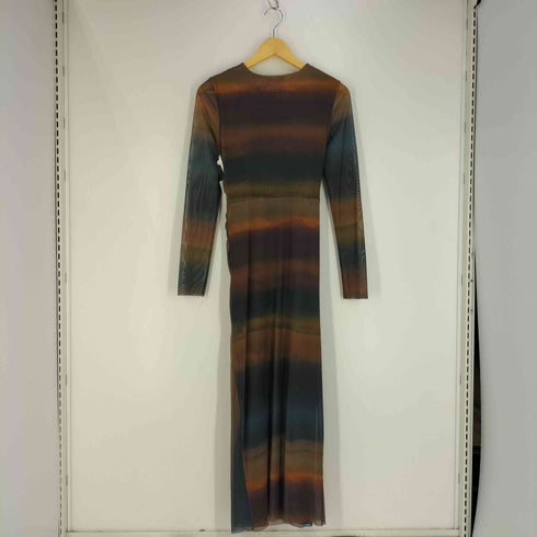 ザラ ZARA プリント柄 ギャザー カシュクール チュールワンピース レディース import:M