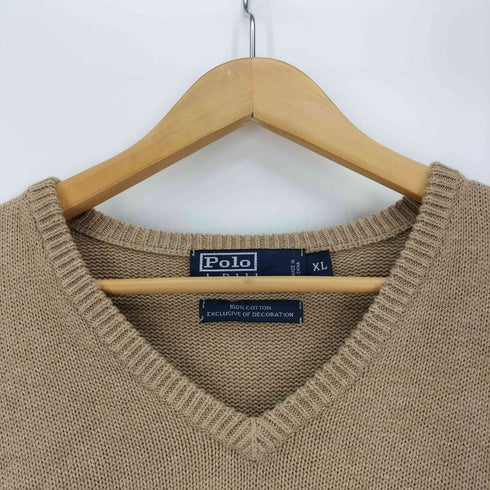 ポロバイラルフローレン Polo by RALPH LAUREN EXCLUSIVE OF DECORATION ポニー 刺繍 Vネック コットン ニット メンズ import:XL