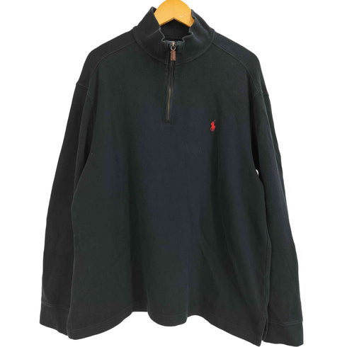 ポロバイラルフローレン Polo by RALPH LAUREN 90S ポニー刺繍コットン100 ハーフジップ スウェット メンズ import:XL