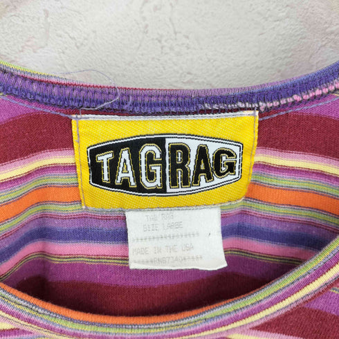 TAG RAG USA製 ボーダー クルーネックTシャツ メンズ import:L