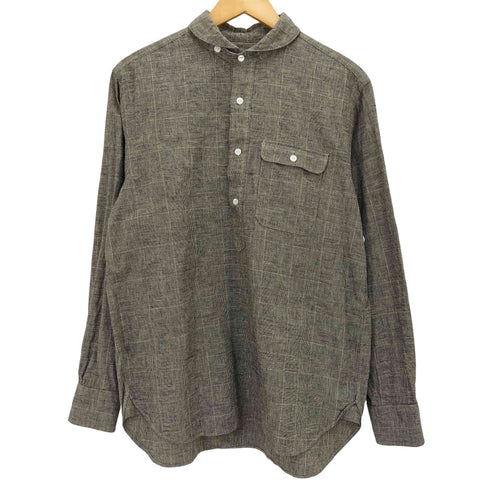 ハバーサック HAVERSACK Linen Pullover Shirt フラップポケット チェック ラウンドカラー プルオーバー シャツ メンズ JPN:L