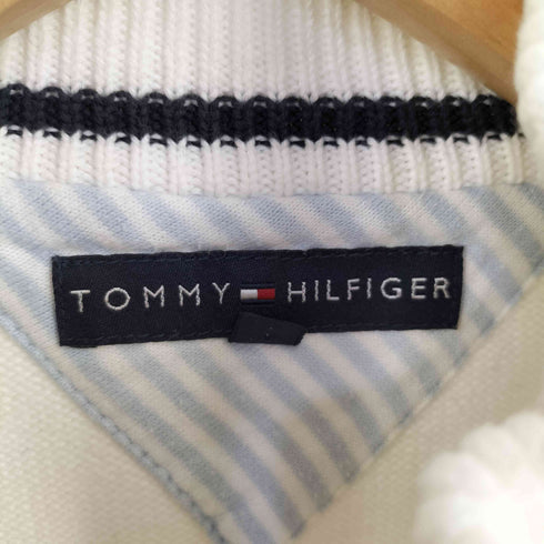 トミーヒルフィガー TOMMY HILFIGER 香港製 ロゴ刺繍 ジップアップコットンニット メンズ import:XL