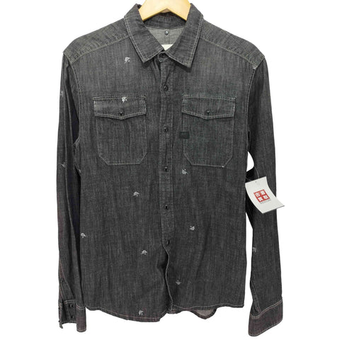 ジースターロー G-STAR RAW 総柄 ブラックデニム L/S ウエスタンシャツ メンズ import:M