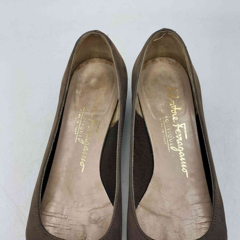 サルヴァトーレフェラガモ Salvatore Ferragamo イタリア製 ロゴ リボン スウェード パンプス レディース 3 1/2