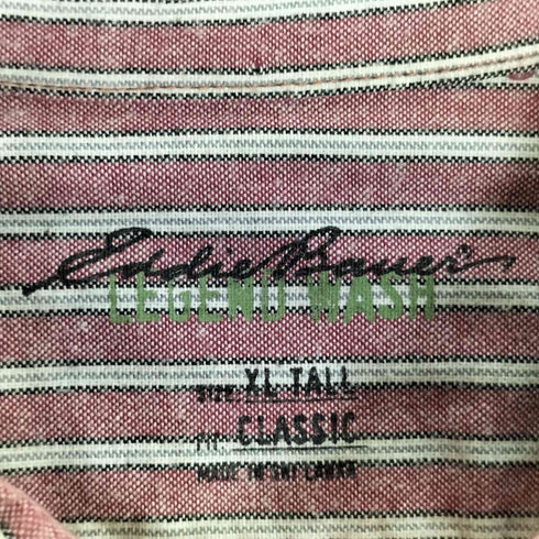 エディーバウアー Eddie Bauer LEGEND WASH コットン ボタンダウン ストライプ シャツ メンズ import:XL