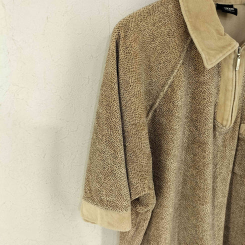 モッシモ MOSSIMO レオパード ハーフジップ ベロアシャツ メンズ import:M