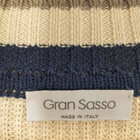 グランサッソ Gran Sasso リネンコットン クリケットセーター チルデンニット メンズ JPN:46
