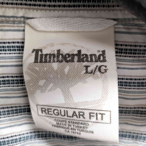 ティンバーランド Timberland regular fit 刺繍デザイン L/S ストライプシャツ メンズ import:L