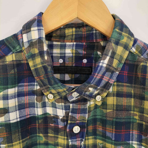 ソフネット SOPHNET. カモフラチェック柄 ボタンダウンシャツ メンズ JPN:XL