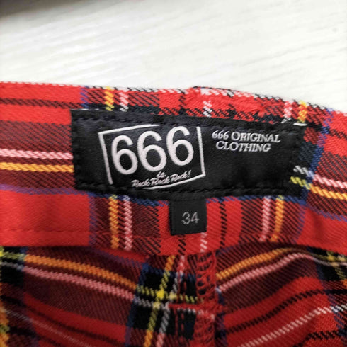 666 ORIGINAL パンク タータンチェック ジップ パンツ メンズ 34