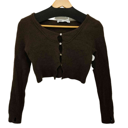 ザラ ZARA ウール クロップド カーディガン レディース import:L