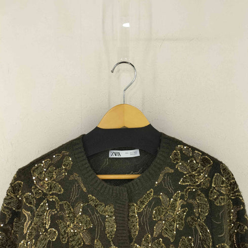 ザラ ZARA コンビニットカーディガン スパンコール レディース import:L
