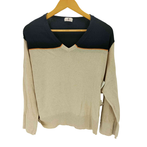 オールドイングランド OLD ENGLAND バイカラーVネックニット レディース JPN:36