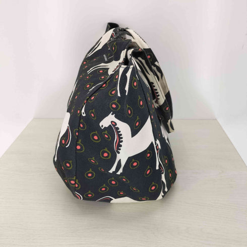 マリメッコ marimekko ホース柄 キャンバストートバッグ Musta Tamma レディース