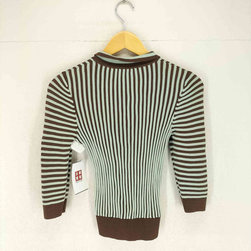 ザラ ZARA ストライプニットポロシャツ レディース S