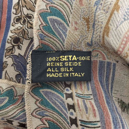 イタリア製 総柄 宮殿 シルク ストール レディース