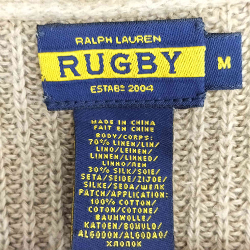 ラグビーラルフローレン Rugby Ralph Lauren リネンシルク Vネック コマンドセーター レディース import:M