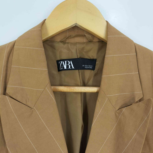 ザラ ZARA ストライプ ダブルブレスト テーラードジャケット レディース import:M