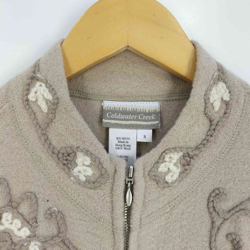 コールドウォータークリーク Coldwater Creek フラワー刺繍 ウール ジップアップジャケット レディース import:S