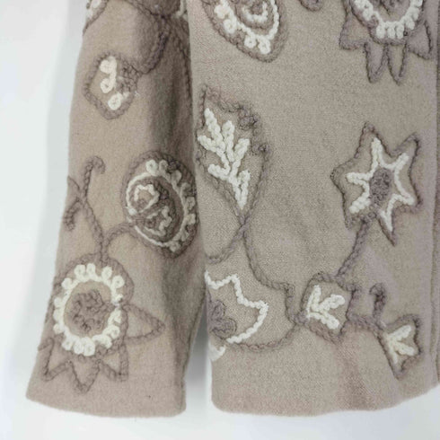コールドウォータークリーク Coldwater Creek フラワー刺繍 ウール ジップアップジャケット レディース import:S