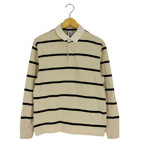 ザラ ZARA ボーダー ロングスリーブポロシャツ ラガーシャツ メンズ import:S