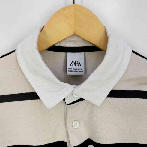 ザラ ZARA ボーダー ロングスリーブポロシャツ ラガーシャツ メンズ import:S
