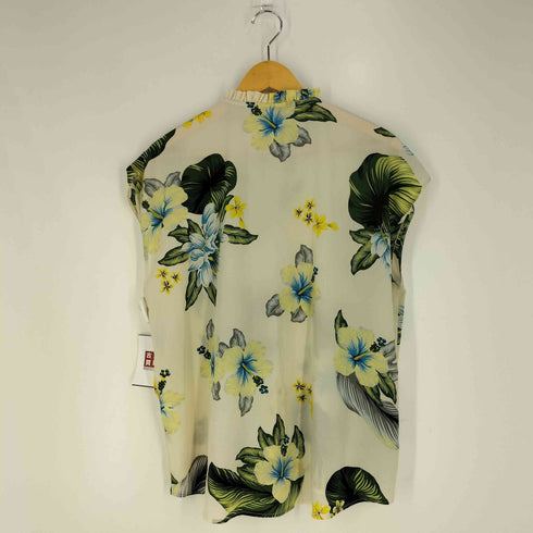 ザラ ZARA ハイビスカスプリント Vネック ノースリーブ ブラウス レディース import:M