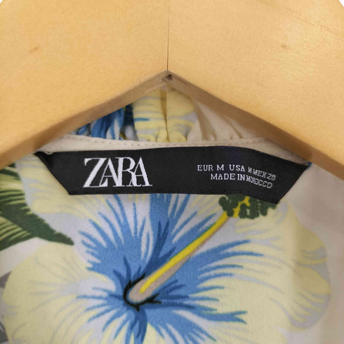 ザラ ZARA ハイビスカスプリント Vネック ノースリーブ ブラウス レディース import:M