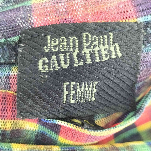 ジャンポールゴルチエフェム Jean Paul GAULTIER FEMME 幾何学フェイスプリントパワーネットカットソー レディース 40