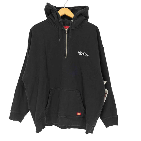 ディッキーズ Dickies ロゴ刺繍 ドローコード ハーフジップ プルオーバー パーカー メンズ import:XL