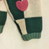 80-90S PARIS SPORT CLUB WORLD WIDE ブロックチェック ハート刺繍 コットンニット カーディガン レディース import:M