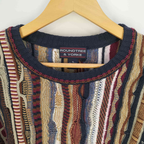 ラウンドツリーアンドヨーク roundtree&yorke 90S 総柄 コットンアクリル クルーネック 3Dニット メンズ import:XL