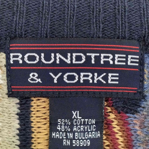 ラウンドツリーアンドヨーク roundtree&yorke 90S 総柄 コットンアクリル クルーネック 3Dニット メンズ import:XL