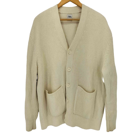 ザラ ZARA コットンアクリル ローゲージ ニットカーディガン メンズ import:L