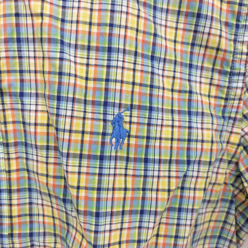 ポロラルフローレン POLO RALPH LAUREN ポニー刺繍 チェック柄 ボタンダウン S/S シャツ レディース import:L
