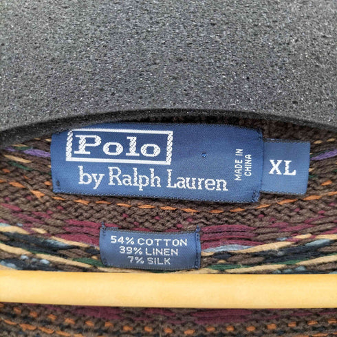 ポロバイラルフローレン Polo by RALPH LAUREN シルクリネン混 フェアアイル柄 ニットベスト メンズ import:XL